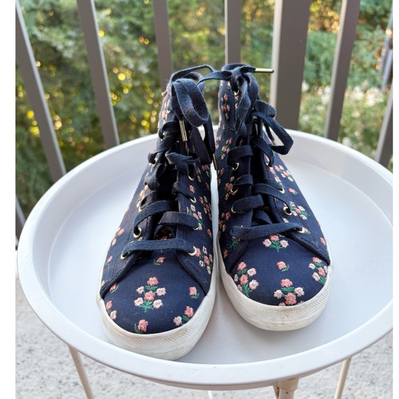 Keds x Rifle Paper Co Navy Blue Floral High Top Sneakers - Picture 2 of 6